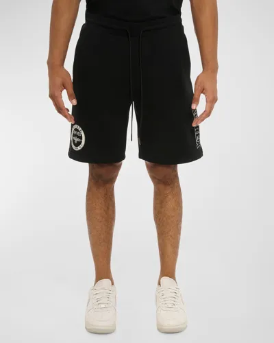 Avirex Men's Stadium Drawstring Cotton Shorts In Black