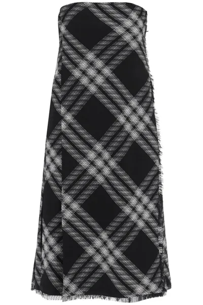 Burberry Midi Dress With Check Pattern In Multicolor