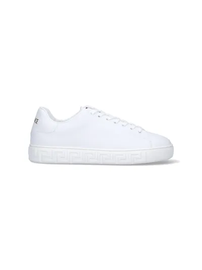 Versace Men's Greca Eco-leather Sneaker In Bianco