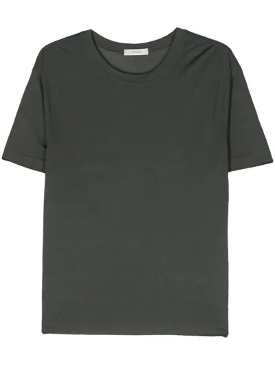 Lemaire T-shirt In Green Silk In Black