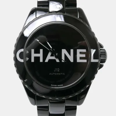 Pre-owned Chanel Black Ceramic J12 H7418 Automatic Men's Wristwatch 38 Mm