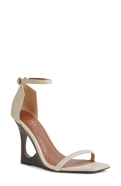 Reiss Women's Cora Square Toe Cream Sculptural Wedge Heel Sandals In Off White