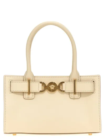 Versace Beige Medusa 95 Small Shopping Bag In Cream