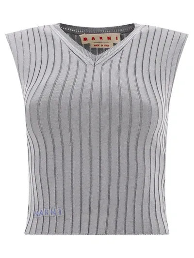 Marni Ribbed Tank Top In Grey