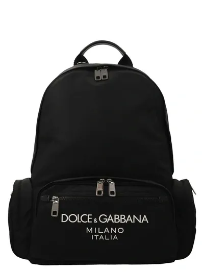 Dolce & Gabbana Black Logo Nylon Backpack