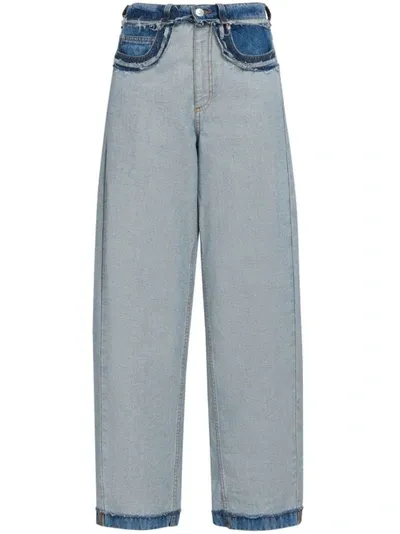 Marni Panelled Mid-rise Wide-leg Jeans In Azure