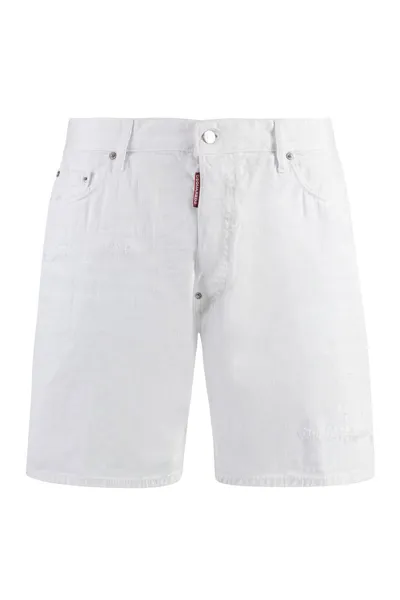 Dsquared2 White Bull Denim Shorts