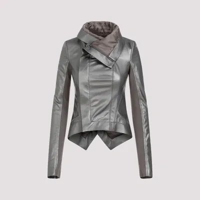 Rick Owens Naska Leather Biker Jacket In Grey