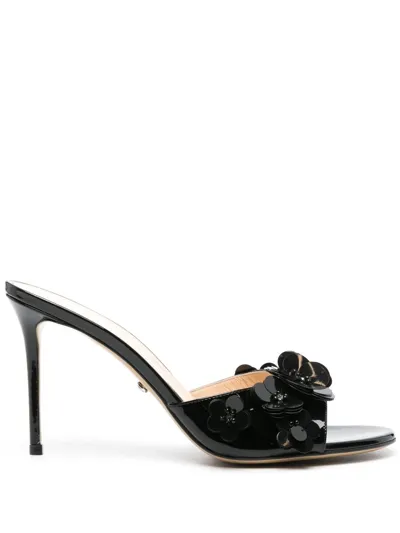 Mach & Mach Flowers 95mm Mules In Black