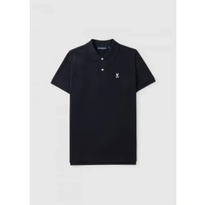 Psycho Bunny Mens Classic Poloshirt In Black In Navy Fabric