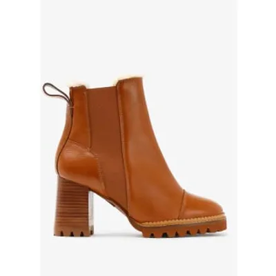 See By Chloé Sbc Mallory Sherling Lined Chelsea Boots In Brown Fabric