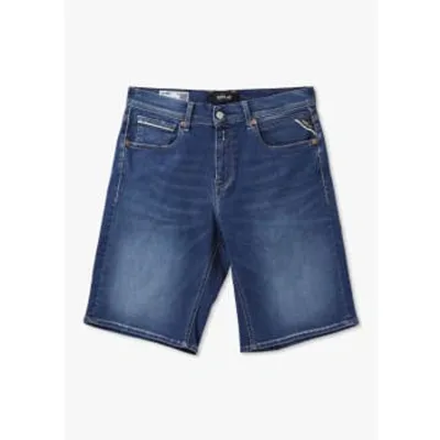 Replay Mens Grover Hyperflex Original Denim Shorts In Dark Blue In Blue Fabric