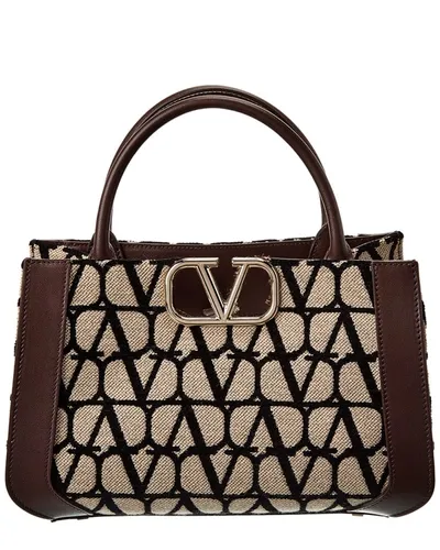 Valentino Garavani Toile Iconographe Tote Bag In Brown