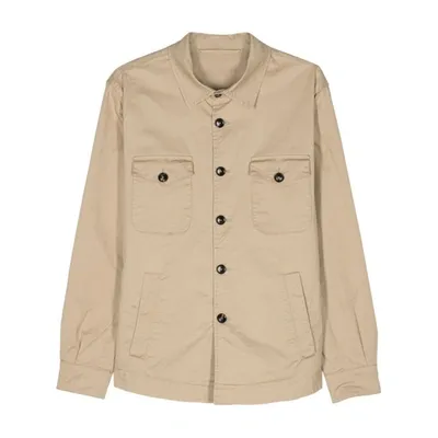 Mazzarelli Long-sleeve Cargo Shirt In Neutrals