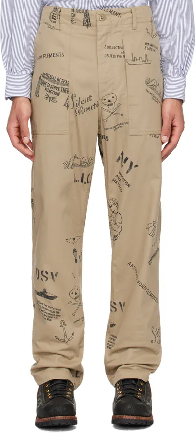 Engineered Garments Khaki Fatigue Trousers In Ct268 Khaki Graffiti