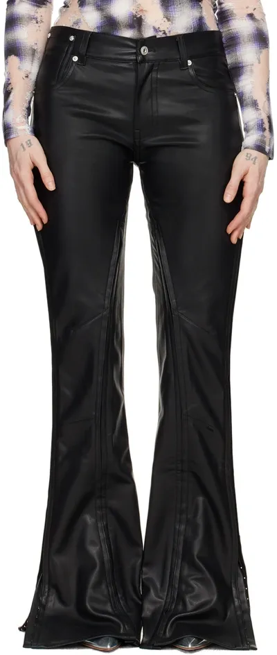 Y/project Black Hook-eye Faux-leather Pants