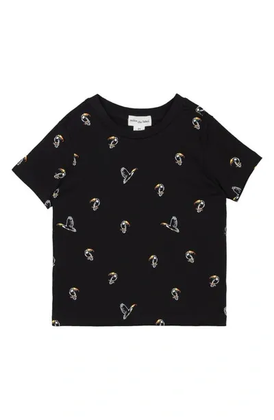 Miles Baby Miles The Label Kids' Toucan Print Organic Cotton T-shirt In Black