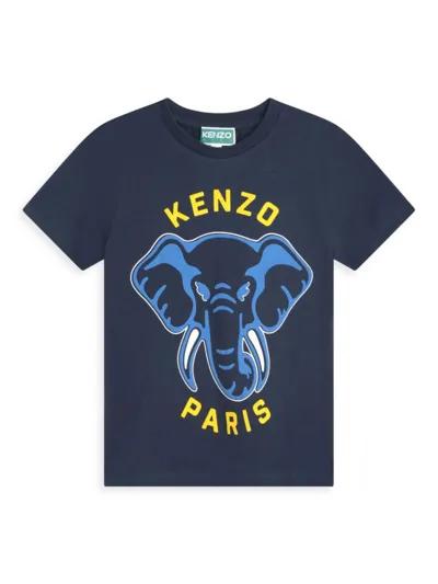 Kenzo Kids' Logo-print Cotton T-shirt In Navy