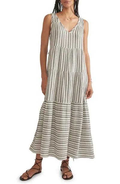 Marine Layer Corinne Stripe Maxi Sundress In Black And White Stripe