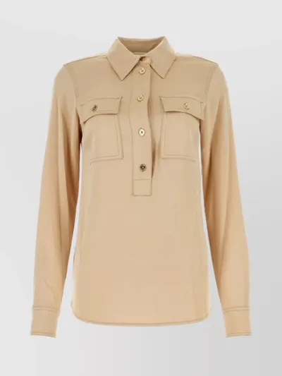 Michael Kors Blouse With Rear Yoke And Buttoned Angle Cuffs In Cream