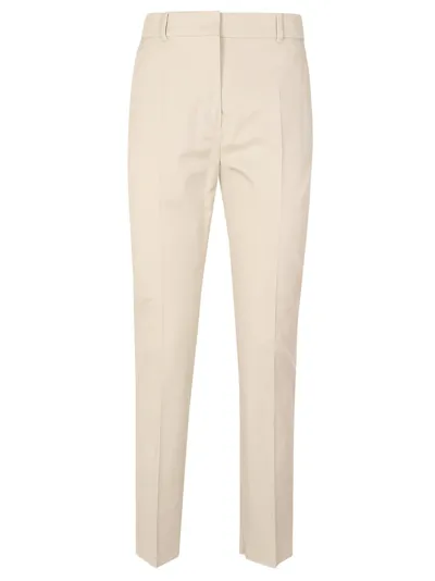 Max Mara Studio High Waist Straight Leg Trousers In Beige