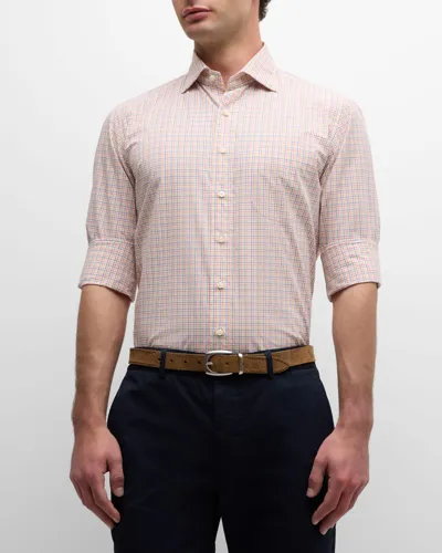 Sid Mashburn Men's Tattersall Poplin Sport Shirt In Pink