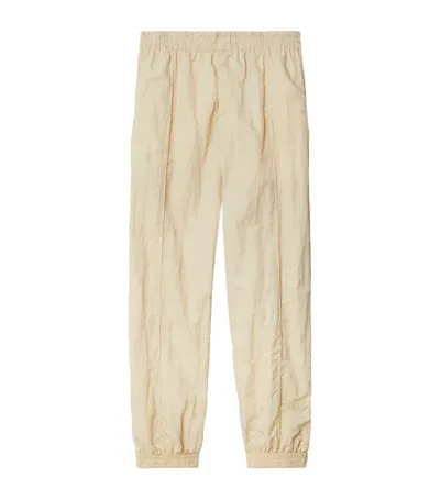 Burberry Crinkled Wide-leg Track Pants In Neutrals