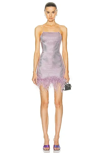 Oseree Disco Plumage Mini Dress In Lilac