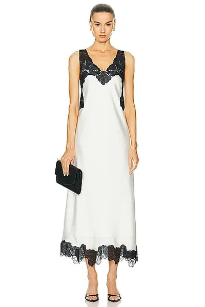 Simkhai Gwynn V Neck Midi Dress In Ivory/black