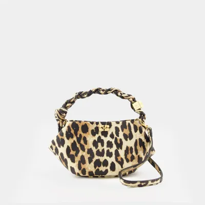 Ganni Leopard Bou Leopard-print Recycled-leather Top-handle Bag In Printed