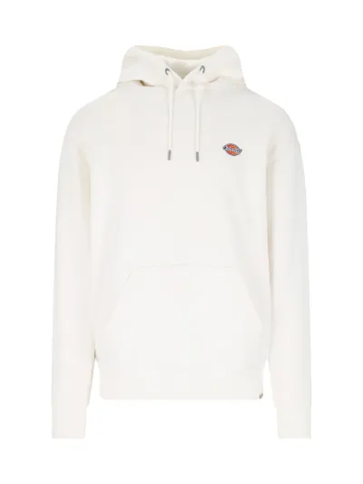 Dickies Logo Patch Drawstring Hoodie In White