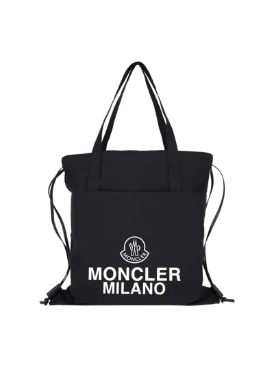 Moncler Logo Tote Bag In Black  