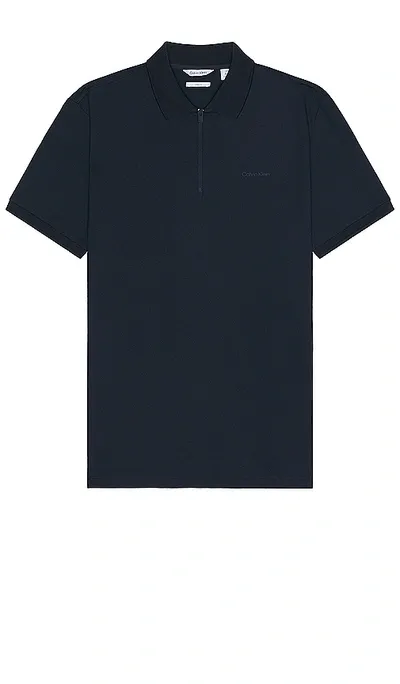 Calvin Klein Move Zip Polo In 深蓝色