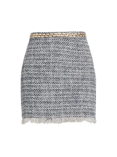 Generation Love Women's Chainlink Tweed Miniskirt In White Indigo