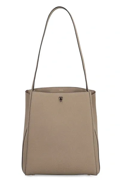 Valextra Brera Leather Shoulder Bag In Grey