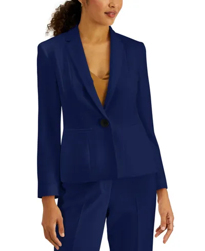 Kasper Crepe One-button Blazer In  Navy