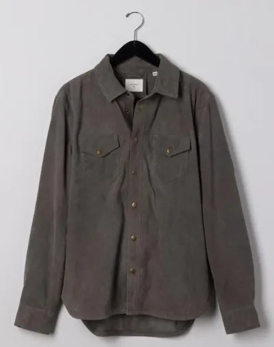 Billy Reid Savoy Suede Workshirt - Gunmetal