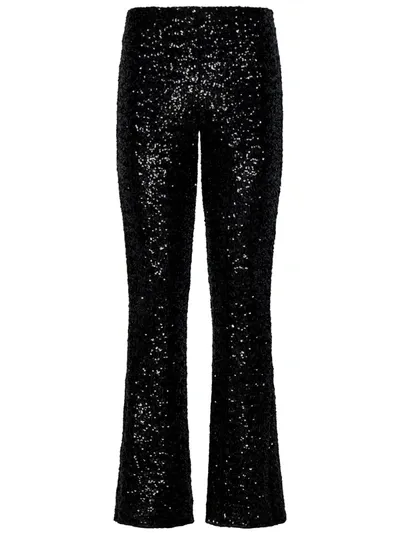 Oseree Sequin-embellished Wide-leg Trousers In Black