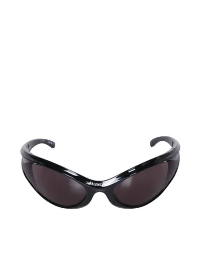 Balenciaga Dynamo Round Grey Sunglasses In Black