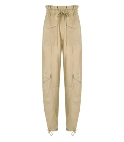 Ganni Beige Satin Cargo Trousers