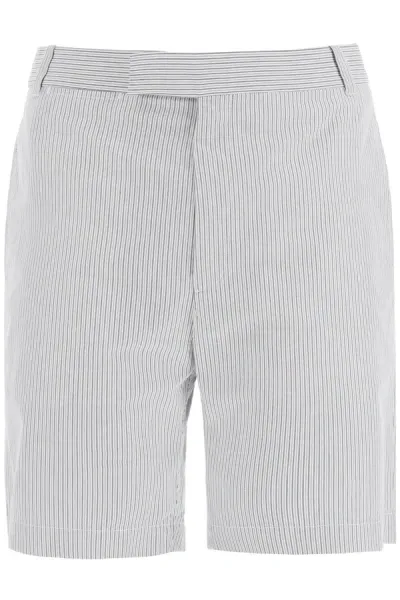 Thom Browne Bermuda A Righe In Cotone In Gray