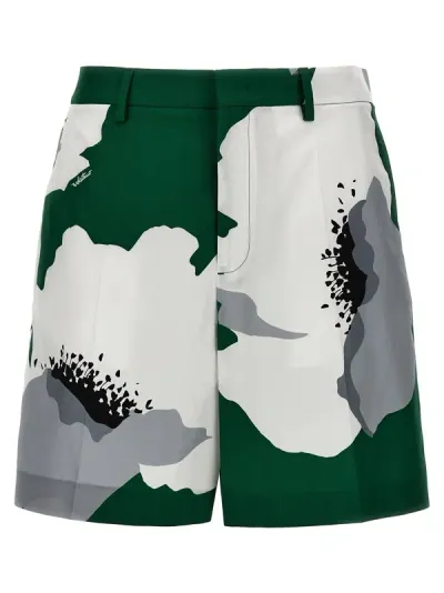 Valentino Garavani  Floral Print Bermuda Shorts In Green