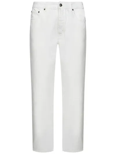 Palm Angels Jeans With Monogram Embroidery In Bianco