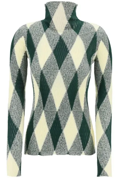 Burberry Argyle-knit High-neck Jumper In Green