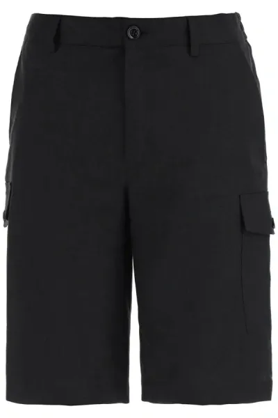 Dolce & Gabbana Linen Cargo Shorts With Tag In Black