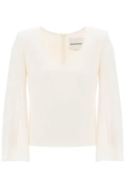 Roland Mouret Top In Cady Con Manica Svasata In White