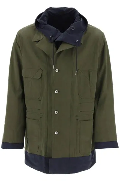 Sacai Reversible Cotton-blend Ripstop Coat In Blue