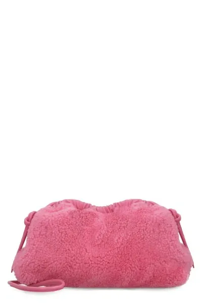 Mansur Gavriel Mini Cloud Shearling Clutch In Fuchsia