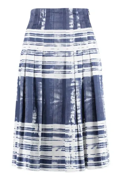 Max Mara Pluto Pleated Skirt In Blue