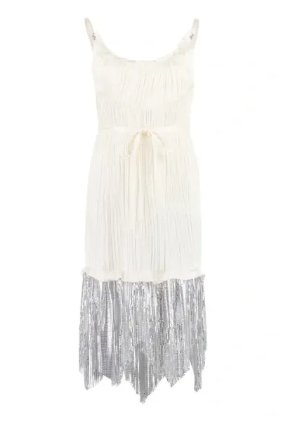 Rabanne Pleated Dress In Panna